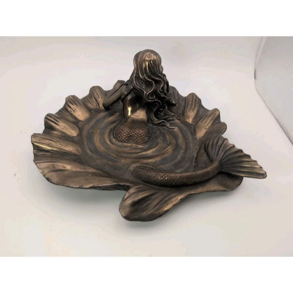 SUMMIT COLLECTION Art Nouveau Mermaid Tray Trinket Dish Vintage Hollywood Vanity - Picture 4 of 6